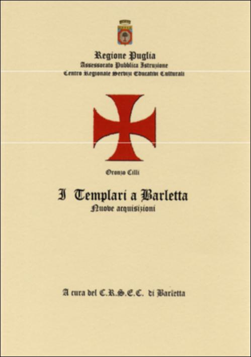 Il volume è parte della grande raccolta denominata “Libri di Puglia”, progetto di digitalizzazione a cura di Nicola Pergola che ha lo scopo di rendere fruibile la produzione editoriale dei Centri regionali di servizi educativi e culturali e degli Assessorati alla cultura e alla Pubblica Istruzione della Regione Puglia, dal 1968 agli anni 2000. "I Templari di Barletta", realizzato grazie al contributo del CRSEC di Barletta, è una pubblicazione che racchiude gli esiti di lunghi studi effettuati dal prof. Francesco Tommasi, dal prof. Raffaele Iorio e dal dott. Fulvio Bramato sull'Ordine del Cavalieri Templari nel territorio barlettano.