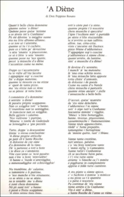 <div class="ql-editor">L’audio offre l’ascolto della versione del componimento musicale “A Diène” secondo un arrangiamento comunemente in uso, da una registrazione sonora risalente al 1987.
“La Diana”, in vernacolo a Diène, è una dolce e breve composizione musicale suonata da un gruppo di musicanti che, nella notte a cavallo tra il 15 e il 16 agosto fino alle prime luci dell'alba, percorrono le stradine della città vecchia (e non solo), portando le dolci note nelle case dei residenti che si affacciano ai balconcini delle loro abitazioni per salutare questo risveglio musicale. Il nome Diana probabilmente è da mettere in relazione con la Diana militare, una sveglia data a suon di tamburo, prima dell'apparire...