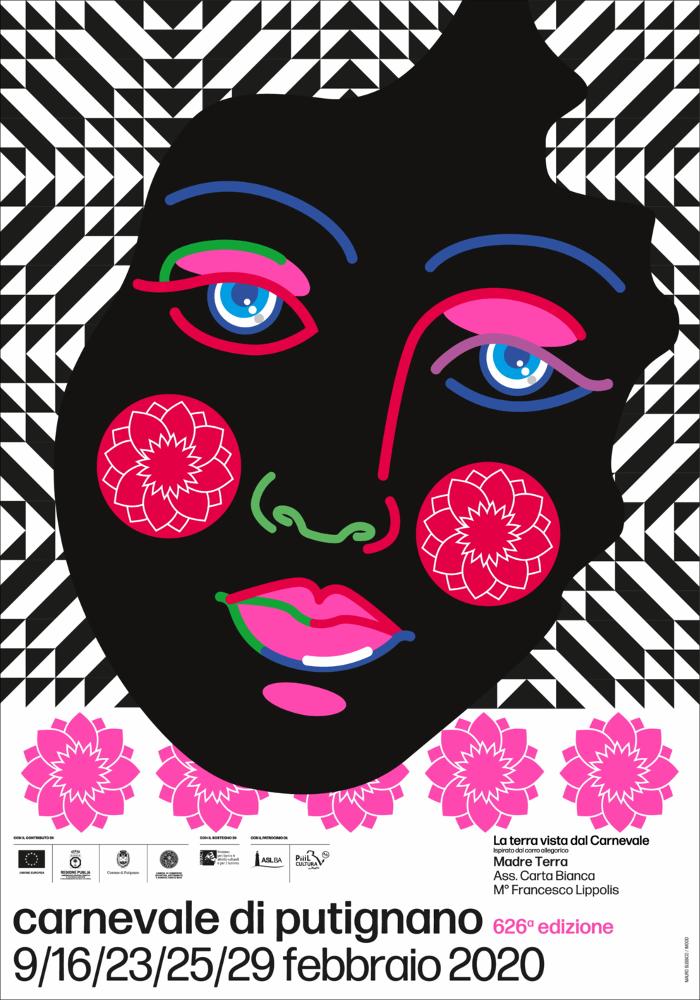 Il poster è opera del famoso designer italiano Mauro Bubbico, con un design ispirato al Carro allegorico dal titolo “Madre Terra” firmato dal maestro cartapestaio Francesco Lippolis dell’Associazione Carta Bianca.
Per la sua 626ª edizione, la Fondazione Carnevale di Putignano ha affidato la direzione artistica del Carnevale al Maestro Professor Mauro Bubbico, uno dei massimi designer italiani, dal 2017 membro dell’Alliance Graphique Internationale (AGI), l’organizzazione che riunisce i migliori grafici, designer e illustratori internazionali.
Per questa edizione Bubbico ha reinterpretato con una nuova grafica la maschera storica di Farinella e ha realizzato preziose stilizzazioni grafiche per ognuno dei sette Carri Allegorici in gara, traendo ispirazione proprio dalla c...