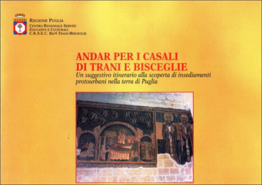 Il volume “Andar per i casali di Trani e Bisceglie” è parte della grande raccolta denominata “Libri di Puglia”, progetto di digitalizzazione a cura di Nicola Pergola che ha lo scopo di rendere fruibile la produzione editoriale dei Centri regionali di servizi educativi e culturali e degli Assessorati alla cultura e alla Pubblica Istruzione della Regione Puglia, dal 1968 agli anni 2000. Il CRSEC BA/4, grazie alla collaborazione di esperti archeologi e storici dell'arte, ha concentrato la sua produzione editoriale sulla valorizzazione culturale e la scoperta del territorio di Trani e Bisceglie. Con la presente pubblicazione, ricca di documentazione fotografica, la ricerca ha individuato gli insediamenti protourbani della zona, in via di estinzione, distrutti spesso per far...