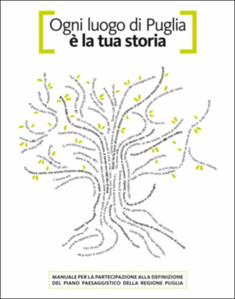 Il pdf è una risorsa nativa digitale creata nell'ambito del progetto delle campagne regionali dedicate alla partecipazione attiva della cittadinanza su tutto il territorio locale. La brochure è parte del materiale pubblicitario e di comunicazione composto da locandine, lettere e piccoli manuali distribuiti tra tutti i cittadini pugliesi con l'obiettivo di sensibilizzarli ed informarli della costituzione del Piano Paesaggistico della Regione Puglia. Il paesaggio non è solo uno spazio da vedere e fruire, ma un luogo dinamico, vissuto da uomini e donne. Il paesaggio è fatto di sentimenti, storie, racconti, ricordi, colori, odori, suoni, dialetti. È lo specchio della nostra identità, il nostro passato, la nostra vita quotidiana, il nostro futuro. Il processo di costruzione ...