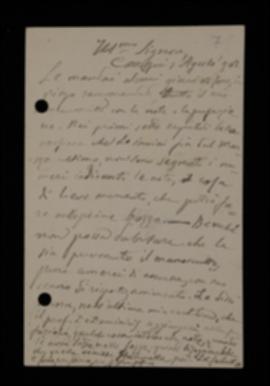 Nella cartolina, Angelo Scuppa comunica a Laterza che apporrà i numeri di nota al testo dei primi sette capitoli de "L'educazione del carattere" quando riceverà le prime bozze e chiede se l'Editore ha ricevuto il materiale inviato.