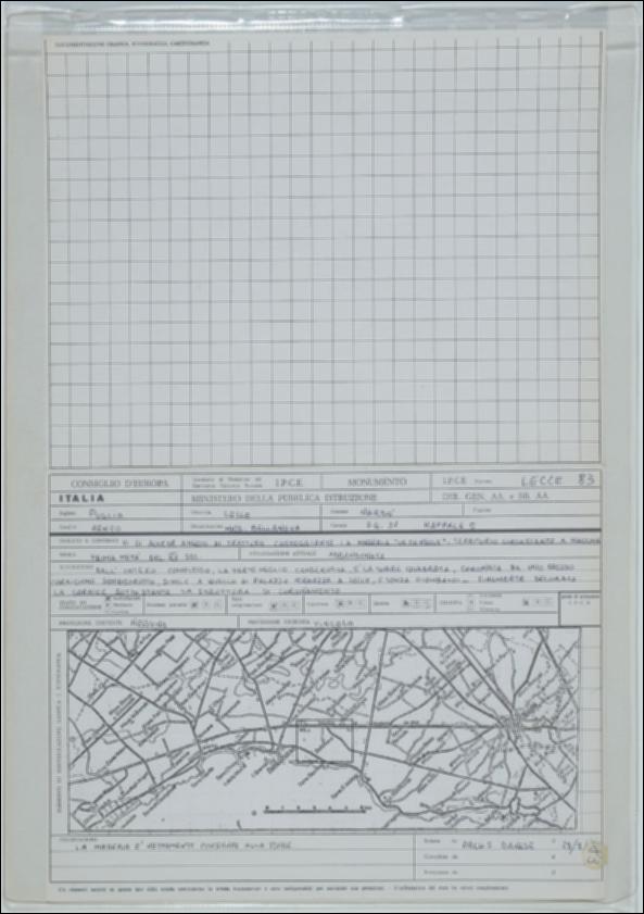 La scheda in oggetto è parte del volume “Censimento delle opere fortificate in Puglia”, risultato dell'attività promossa dalla Regione Puglia tra il 1981 e il 1982, per individuare e descrivere le principali costruzioni in muratura presenti nel territorio. Composta da due fogli sciolti, è redatta dall'arch. F. Danese il 28 agosto 1981. La masseria Bellanova è situata a Nardò in provincia di Lecce, in zona rurale. Dell’antico complesso monumentale resta la torre a pianta quadrata risalente al XV secolo parzialmente diroccata nella parte del massiccio coronamento, e la masseria su due livelli costruita alla fine del XIX secolo. La struttura muraria è realizzata in pietra locale con conci squadrati e tessitura regolare. Attualmente la masseria è adibita ad agriturismo.