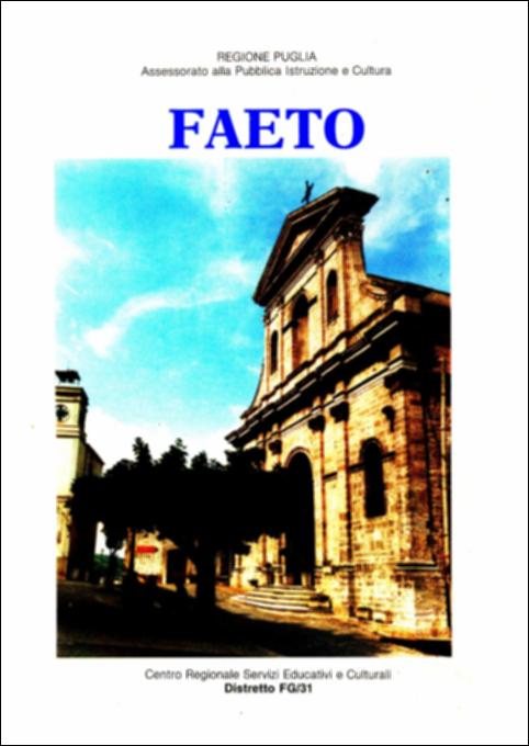 Il volume è parte della grande raccolta denominata “Libri di Puglia”, progetto di digitalizzazione a cura di Nicola Pergola che ha lo scopo di rendere fruibile la produzione editoriale dei Centri regionali di servizi educativi e culturali e degli Assessorati alla cultura e alla Pubblica Istruzione della Regione Puglia, dal 1968 agli anni 2000. II testo è una ricognizione analitica e una raccolta sistematica di elementi sulla configurazione dell'ambiente fisico e del paesaggio umano di Faeto. Conformazione del territorio, geologia, pedologia, clima, flora e fauna – ma anche ecosistema sociale, tradizioni popolari, movimenti migratori, attività produttive e consumi, monumenti vincolati o schedati dalla competente Soprintendenza – costituiscono la prima parte della ricerca...