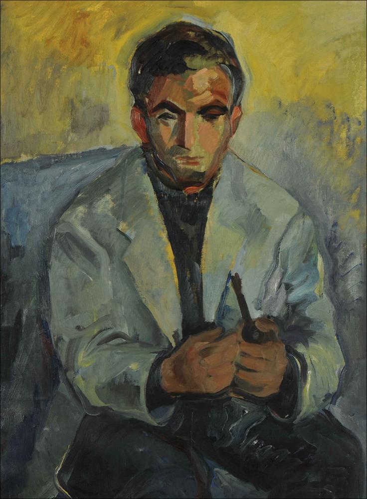 L'immagine digitale in oggetto è la riproduzione fotografica di uno degli autoritratti realizzati da Roberto De Robertis, artista pugliese che segnerà il cambiamento della scena artistica e culturale di Bari negli anni Trenta del Novecento. L'opera si inserisce nella serie di ritratti ed autoritratti a cui l'artista si dedica proprio in quegli anni, periodo in cui mostrerà una maggiore sensibilità al tonalismo e agli accostamenti cromatici del colore che utilizzerà per modellare le figure. Formatosi inizialmente nella bottega barese del pittore veneto Mario Prayer e trasferitosi successivamente a Milano, dove conseguirà il diploma di decorazione pittorica presso l'Accademia di Brera, De Robertis fa ritorno a Bari negli anni Trenta del ‘900 diventando da subito il punto ...