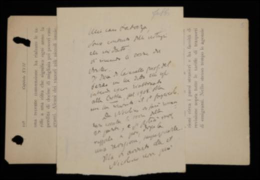 Nella lettera, Benedetto Croce esprime a Laterza soddisfazione per il preannunciato invio delle prime bozze del suo volume di estetica; gli comunica poi di avergli spedito le bozze del volume di Karl Vossler e lo prega di inserire nell'elenco abbonati a "La Critica" il prof. Pasquale Del Pezzo, Duca di Caianello. Rammenta inoltre all'editore che Fausto Nicolini temporaneamente non potrà occuparsi del volume di Ferdinando Galiani e che invece sono pronti altri manoscritti per la collezione filosofica. Infine lo invita a sollecitare Giovanni Gentile a spedire il manoscritto del volume di Immanuel Kant.