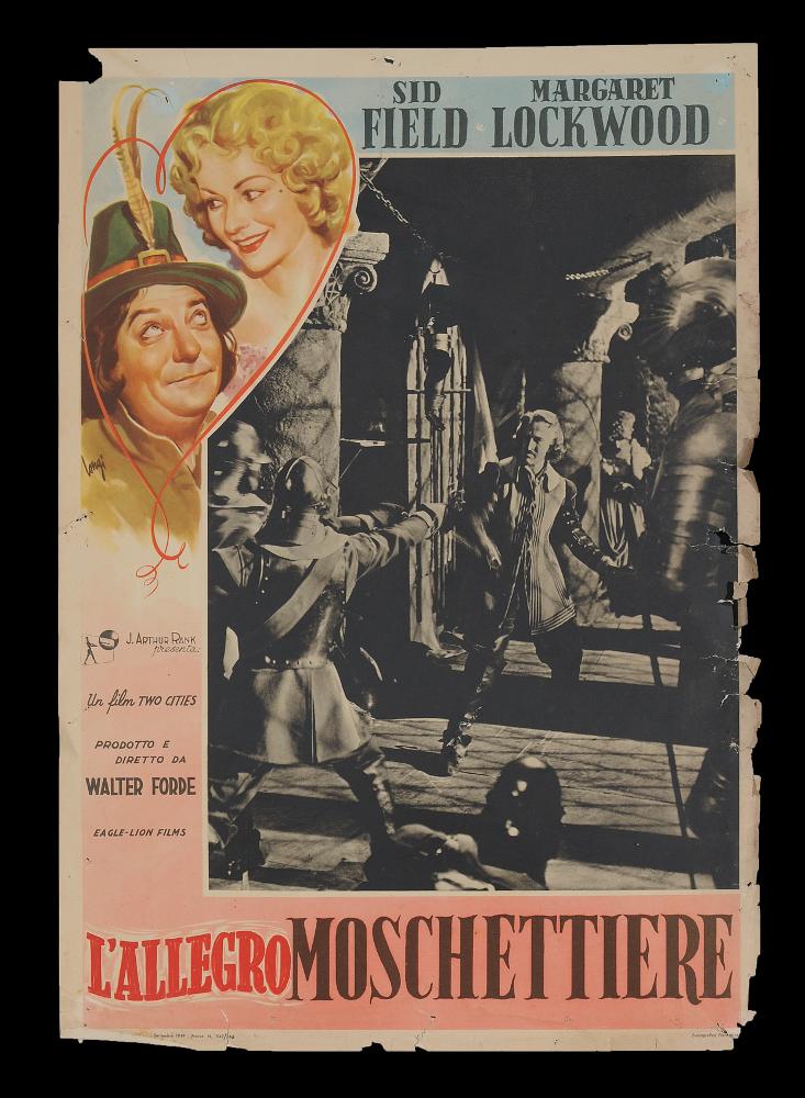 L'immagine riproduce uno dei manifesti conservati presso la Mediateca Regionale Pugliese (vedi Note). Si tratta della versione grafica per la locandina del film "L'allegro moschettiere", a firma di Longi, che realizza l'illustrazione dei soggetti dell'intera fotobusta. Anche per questa composizione, l'artista immagina un'illustrazione pittorica leggera e colorata, in cui la sua abilità artistica morbida e precisa si esprime a pieno nei due bei ritratti incorniciati da un cuore, che accompagna la scena in bianco e nero tratta dal film, dandone vivacità. Nella sua vita artistica, Carloantonio sperimentò diversi stili: dal più tradizionale sfumato policromo e narrativo alla sintesi grafica più contemporanea fatta di pochi tratti e colori....