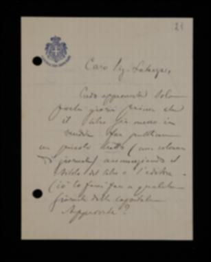 Nella lettera, Pietro Chimienti propone all'editore la pubblicazione sui vari giornali dell'annuncio sull'uscita del volume.
