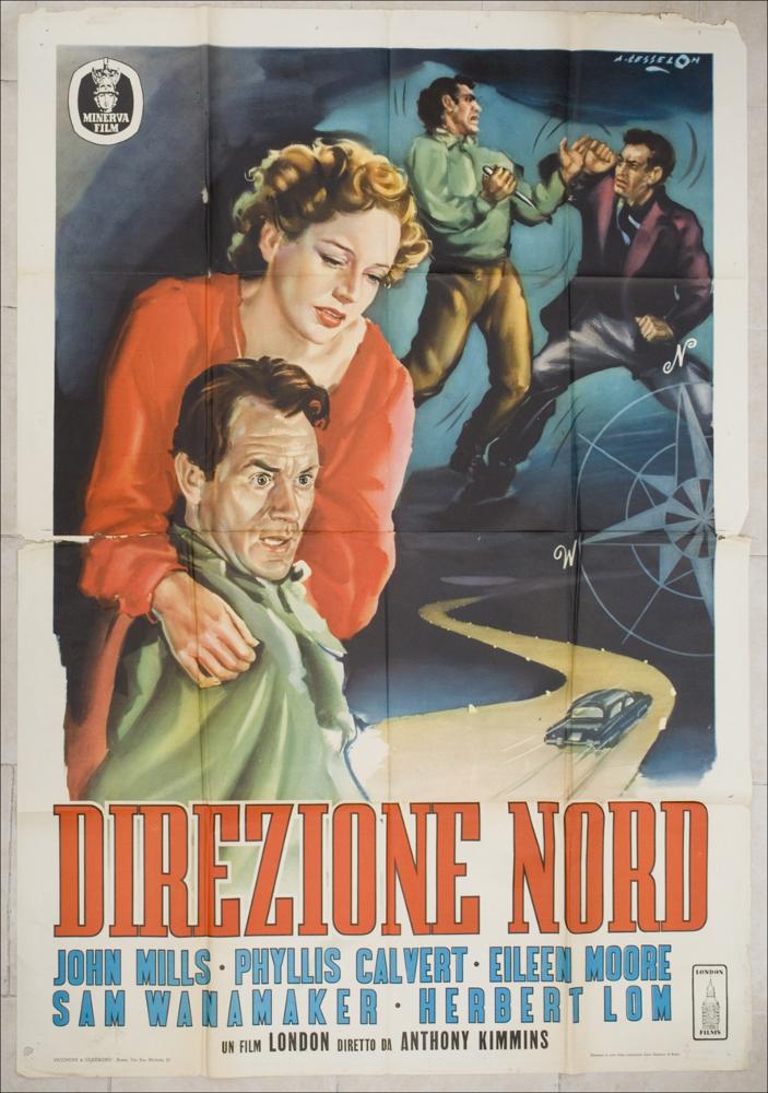 L'immagine riproduce uno dei manifesti conservati presso la Mediateca Regionale Pugliese, esaminati in "Cinema al muro: Angelo Cesselon" (vedi Note). Il manifesto, tipicamente “descrittivo”, ritrae due scene relative a due differenti momenti del film legate fra loro dal blu scuro della notte che fa da sfondo. L'artista raffigura in primo piano una scena che, nella trama del film, è successiva alla colluttazione tra i due uomini rappresentata, nel manifesto, in secondo piano. Egli, forse, intendeva focalizzare lo sguardo del fruitore sull'espressione del volto del padre della fanciulla, colta subito dopo l'omicidio. L'espressione di stupore e di incredulità di fronte al reato commesso si contrappone a quella che traspare dal volto della giovane donna con gli occhi bassi,...