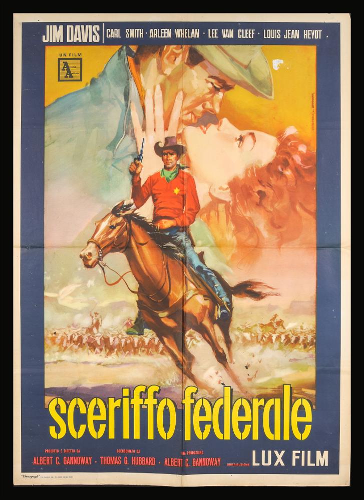 L'immagine riproduce uno dei manifesti conservati presso la Mediateca Regionale Pugliese (vedi Note). Si tratta di una delle versioni grafiche per il manifesto del film “Sceriffo federale” del 1957 per la regia di Albert C. Gannaway a firma di Biffignani (Alessandro Biffignani) per lo Studio Favalli. Dopo essersi formato negli studi di Averardo Ciriello, dei fratelli Nistri e di Augusto Favalli, cominciò a lavorare nel campo dell’illustrazione e del fumetto, principalmente come copertinista per diverse testate italiane, ma anche estere (la britannica Fleetway e la francese Lug). Si confronta con generi differenti: dal bellico al western, dall’avventuroso all’horror. Si dedicò anche alla pittura ad olio, realizzando quadri, copertine di libri, illustrazioni per riviste, ...