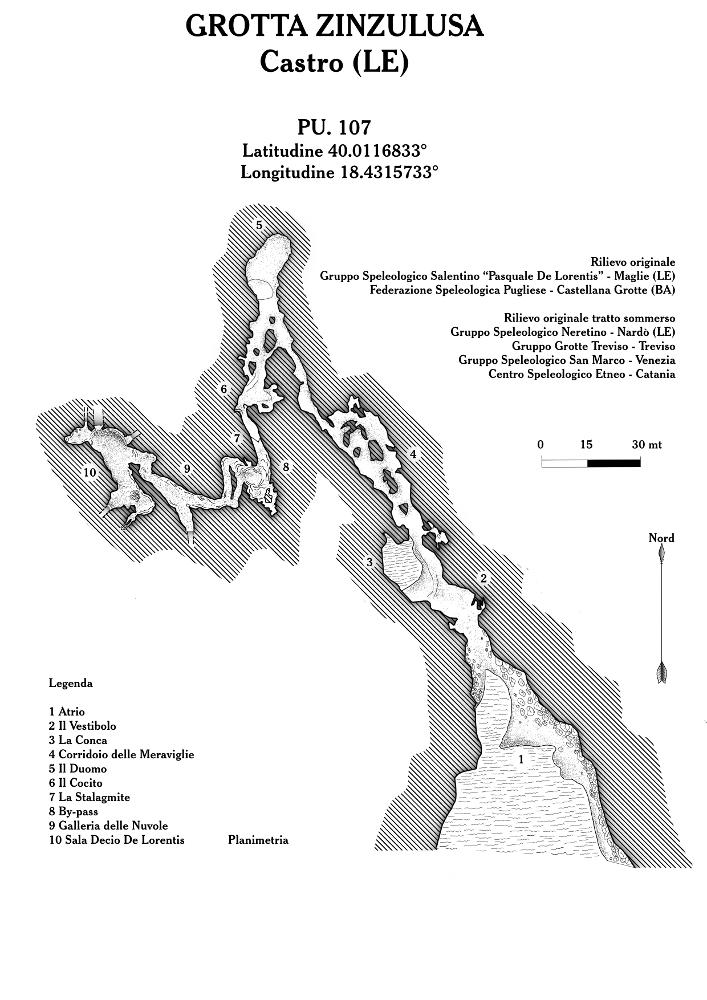 Questo rilievo topografico è la trasposizione in digitale di rilevamenti realizzati a seguito di importanti studi speleologici nelle grotte di Puglia. Sono materiale utile per lo studio e la ricerca, per comprendere al meglio la complessità delle articolazioni sotterranee di queste cavità naturali, con il fine della tutela e della salvaguardia del fenomeno carsico. 
Il documento fa parte della raccolta di rilievi topografici digitalizzati da Carlos Solito per il Progetto digitale “Sillabario sotterraneo – Viaggio dantesco nelle Grotte di Puglia” – realizzato nell’ambito della LEGGE REGIONALE 30 dicembre 2020 - art. 39 “Cavità pugliesi e opera dantesca - Celebrazioni 700 anni dalla morte di Dante Alighieri”.
