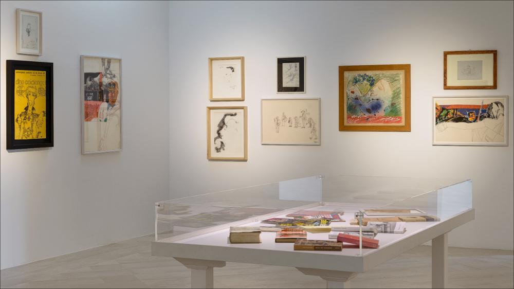 L’immagine fotografica è tratta dalla mostra “Pasolini Pascali Pazienza – Segni e disegni corsari”, curata dallo storico dell’arte Giacinto Di Pietrantonio e allestita presso la Fondazione Pino Pascali di Polignano a Mare (Ba). I protagonisti di questo dialogo virtuale sono tre grandi figure di creativi italiani, Pino Pascali, Pier Paolo Pasolini ed Andrea Pazienza, artisti che hanno fatto del disegno il luogo privilegiato della loro libertà espressiva. La mostra si propone di avviare una ricerca del tutto nuova in cui si mescolano diverse forme del linguaggio espressivo di questi artisti.