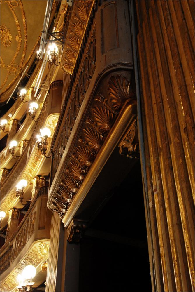 L'immagine è parte della campagna fotografica realizzata dalla fotografa Margherita Mirabella per Teatro Pubblico Pugliese, che con i suoi scatti ha ripreso le eleganti architetture e i rifiniti dettagli di alcuni dei più bei teatri pugliesi e di alcuni spettacoli teatrali portati in scena in questi ultimi anni. In foto uno scorcio degli eleganti palchi del Teatro Comunale Niccolò Piccini, la più antica struttura teatrale della città di Bari. I lavori di costruzione del teatro furono avviati nel 1836 su progetto dell'architetto Antonio Niccolini e ultimati nel 1854; nello stesso anno fu inaugurato con l'allestimento del Poliuto di Gaetano Donizetti e nel 1855 venne dedicato al compositore barese Niccolò Piccini. Il Piccinni è il quarto teatro all'italiana più grande di ...