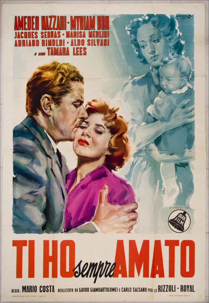 L'immagine riproduce uno dei manifesti conservati presso la Mediateca Regionale Pugliese, esaminati in "Cinema al muro: Angelo Cesselon" (vedi Note). Di impostazione completamente diversa dal precedente, è un manifesto in cui, alla romanticità dell'immagine, subentra la drammaticità espressa dal volto del protagonista, un uomo quasi trascurato e preoccupato al pensiero e nel tentativo di entrare in contatto con la sua bella Principessa. La figura di quest'ultima risalta, invece, per l'accuratezza dell'abito elegante e di un ombrellino descritto nei minimi particolari. In questo manifesto non compaiono i tipici colori blu e rosso cui ci ha abituati Cesselon, anche se del blu e del rosso appaiono - comunque - sfumati accenni nei contorni e nella figura del protagonista....