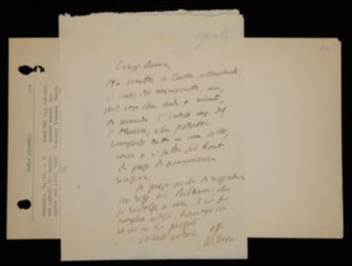 Nella lettera Benedetto Croce comunica a Giovanni Laterza la spedizione del manoscritto del volume di David Hume, da comporre nel caso Emilio Cecchi tardi ad inviare quello del volume di Gottfried W. Leibniz. Si invita poi l'editore barese a rispondere a Luigi Beltrami in merito al primo fascicolo de "La Critica".