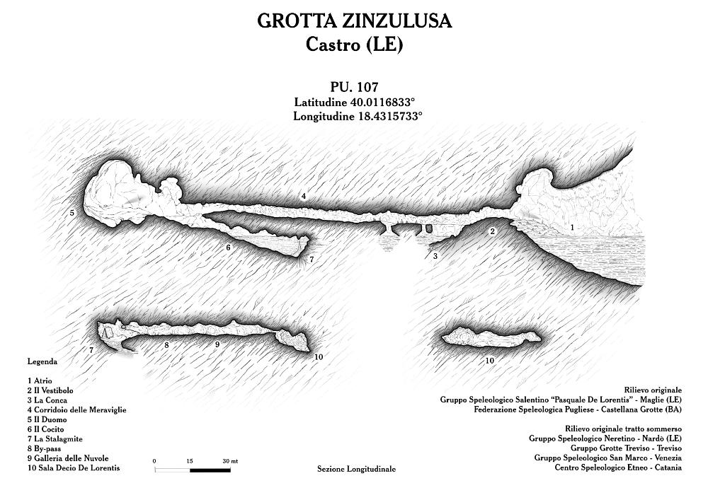 Questo rilievo topografico è la trasposizione in digitale di rilevamenti realizzati a seguito di importanti studi speleologici nelle grotte di Puglia. Sono materiale utile per lo studio e la ricerca, per comprendere al meglio la complessità delle articolazioni sotterranee di queste cavità naturali, con il fine della tutela e della salvaguardia del fenomeno carsico. 
Il documento fa parte della raccolta di rilievi topografici digitalizzati da Carlos Solito per il Progetto digitale “Sillabario sotterraneo – Viaggio dantesco nelle Grotte di Puglia” – realizzato nell’ambito della LEGGE REGIONALE 30 dicembre 2020 - art. 39 “Cavità pugliesi e opera dantesca - Celebrazioni 700 anni dalla morte di Dante Alighieri”.