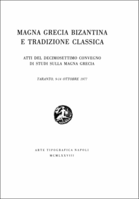 Il volume digitalizzato contiene gli Atti del diciassettesimo convegno di Studi sulla Magna Grecia, svoltosi a Taranto dal 9 al 14 ottobre 1977 e pubblicato a cura del Centro Studi della Magna Grecia, con i contributi del Consiglio Nazionale delle Ricerche e dell'Ente Provinciale per il Turismo di Taranto. Il tema di quell'anno fu piuttosto difficile per il dibattito che ne conseguì tra classicisti, esitanti sulla dilatazione degli studi sulla Magna Grecia fino al Medioevo e i medievisti, che non gradivano l'invasione temporale oltre i limiti stabiliti dalla lunga tradizione accademica. Il convegno pose però un dato certo, ovvero che la "Magna Grecia bizantina" non esiste, poiché tale cultura per i bizantini non apportò nulla né politicamente, né geograficamente. L'idea...
