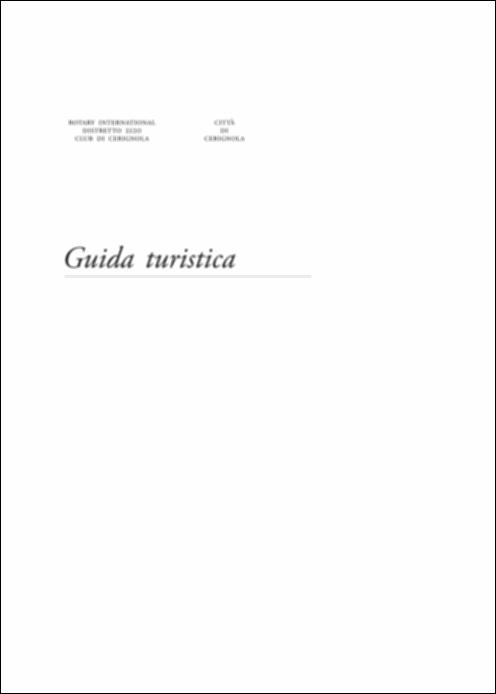 La pubblicazione “Cerignola Guida turistica” è a cura di Nicola Pergola che raccoglie in maniera sintetica alcuni spunti tratti dalle ben più ampie schede della sezione “Vivere la città”, curata dallo stesso Pergola con la direzione creativa di Vincenzo Russo e presenti sul sito istituzionale del Comune di Cerignola. Obiettivo dell’autore e far conoscere Cerignola non solo ai turisti, ma agli stessi concittadini, di modo da far “riaccendere la curiosità” attraverso il racconto della storia, dei monumenti, dei musei, dei personaggi, dei costumi. A corredare il testo vi è l’inserimento di un ricco apparato iconografico.