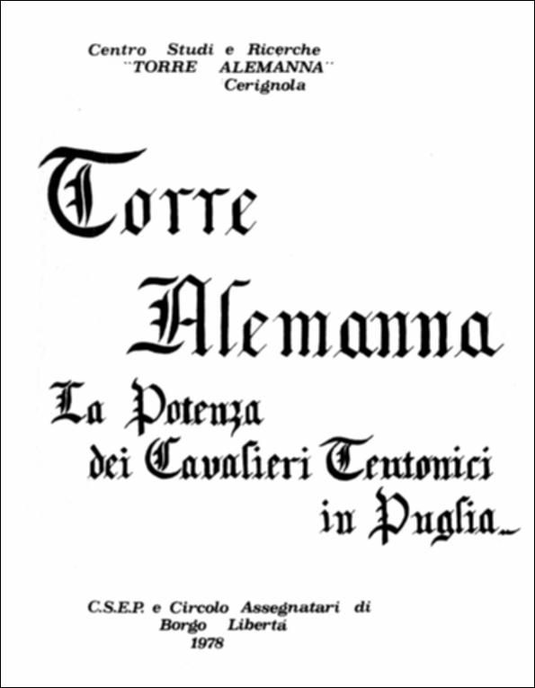 Il documento è parte della grande raccolta denominata “Libri di Puglia”, progetto di digitalizzazione a cura di Nicola Pergola che ha lo scopo di rendere fruibile la produzione editoriale dei Centri regionali di servizi educativi e culturali e degli Assessorati alla cultura e alla Pubblica Istruzione della Regione Puglia, dal 1968 agli anni 2000. Nel patrimonio monumentale del territorio di Cerignola significativa è la presenza della duecentesca Torre Alemanna, che identificava una località attualmente denominata Borgo Libertà. La pubblicazione – edita con il Circolo Assegnatari di Borgo Libertà – ricostruisce sinteticamente le vicende storiche che prelusero alla costruzione della torre e degli edifici cinquecenteschi: soffermandosi sul ruolo svolto dall'ordine religios...