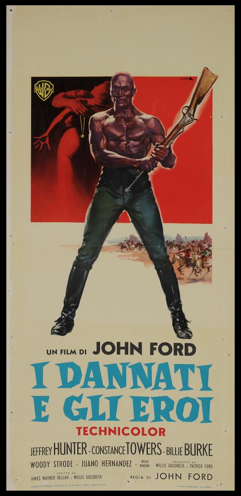 L'immagine riproduce uno dei manifesti conservati presso la Mediateca Regionale Pugliese (vedi Note). Ciriello firma il dipinto per la locandina del film western americano "I dannati e gli eroi", di cui si conserva anche il manifesto sempre a sua firma. Pittore dal linguaggio elaborato e dallo stile pittorico colto e maturo, sia nel ritratto che nelle scene narrative, Ciriello seppe caratterizzare le sue opere con l'uso di sfumature volumetriche, tocchi di colore morbidi "emotivi", che denotano una comunicazione visiva chiara e coinvolgente. Si ricorda come tra i più importanti disegnatori per manifesti del cinema italiano. Iniziò a lavorare come pubblicitario presso l’agenzia 'Non plus ultra' a Milano e poi presso la 'Ima', la più grande agenzia di pubblicità in Italia...