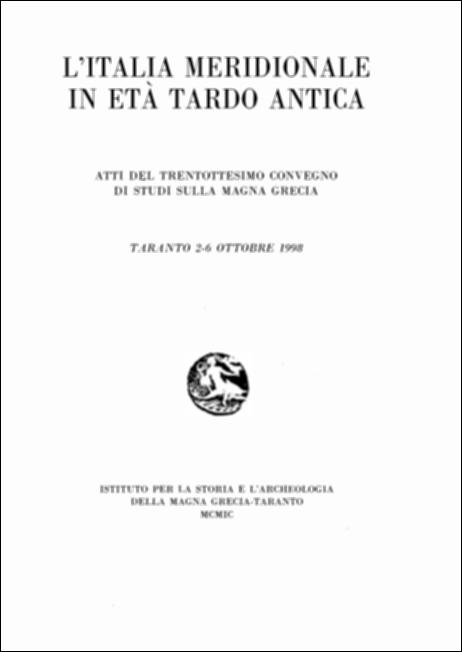 Il volume digitalizzato contiene gli Atti del trentottesimo convegno di Studi sulla Magna Grecia, svoltosi a Taranto dal 2 al 6 ottobre 1998 pubblicato dall'Istituto per la Storia e l'Archeologia della Magna Grecia con i contributi del Consiglio Nazionale delle Ricerche, del Ministero per i Beni Culturali e Ambientali. Il convegno "L'Italia meridionale in età tardo antica" destò perplessità, in quanto alcuni sostennero che la Magna Grecia al tempo non era più un'area culturalmente omogenea e distinta anche politicamente dalla parte restante d'Italia, ma partendo dalla memoria storica, dallo studio delle tradizioni ancora presenti e vive era possibile riconoscere gli echi della civiltà italiota non solo in quelle città come Napoli o Taranto che avevano posto resistenza a...