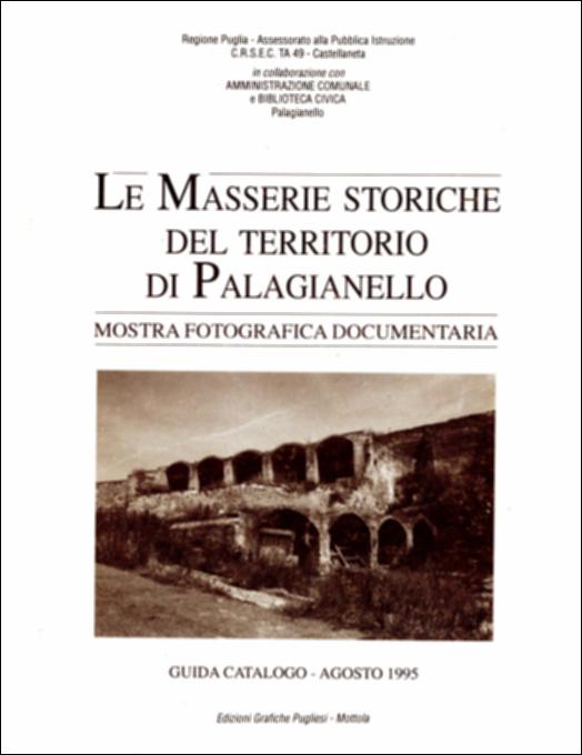 Il volume è parte della grande raccolta denominata “Libri di Puglia”, progetto di digitalizzazione a cura di Nicola Pergola che ha lo scopo di rendere fruibile la produzione editoriale dei Centri regionali di servizi educativi e culturali e degli Assessorati alla cultura e alla Pubblica Istruzione della Regione Puglia, dal 1968 agli anni 2000. L'opuscolo è catalogo della omonima mostra – realizzata in collaborazione con l'Amministrazione Comunale di Palagianello – dedicata ai “monumenti” della civiltà contadina che punteggiano il territorio. I testi sintetizzano la storia del paesaggio agrario di questo piccolo centro dell'entroterra jonico dall'antichità al Medioevo, l'influenza sull'economia locale della secolare attività della “Regia Dogana della mena delle pecore di...