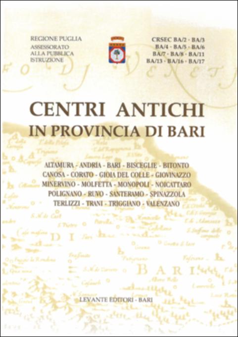 Il volume “Centri antichi in provincia di Bari” è parte della grande raccolta denominata “Libri di Puglia”, progetto di digitalizzazione a cura di Nicola Pergola che ha lo scopo di rendere fruibile la produzione editoriale dei Centri regionali di servizi educativi e culturali e degli Assessorati alla cultura e alla Pubblica Istruzione della Regione Puglia, dal 1968 agli anni 2000. Protagonisti di questo volume sono i centri storici di 21 comuni della Terra di Bari: e precisamente quelli di Altamura, Andria, Bari, Bisceglie, Bitonto, Canosa, Corato, Gioia del Colle, Giovinazzo, Minervino, Molfetta, Monopoli, Noicattaro, Polignano, Ruvo, Santeramo, Spinazzola, Terlizzi, Trani, Triggiano e Valenzano. Benché sostanzialmente omogenee, alcune schede li raccontano privilegiand...