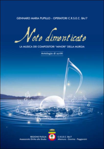 Il volume è parte della grande raccolta denominata “Libri di Puglia”, progetto di digitalizzazione a cura di Nicola Pergola che ha lo scopo di rendere fruibile la produzione editoriale dei Centri regionali di servizi educativi e culturali e degli Assessorati alla cultura e alla Pubblica Istruzione della Regione Puglia, dal 1968 agli anni 2000. Altamura e Gravina possono vantarsi di aver dato i natali a illustri musicisti: da Saverio Mercadante ad Antonio Pomarici Santomasi, da Giacomo Lapolla ai fratelli Festa, a Giacomo Marchetti. Di alcuni di questi si occupa il volume, con una ricerca che – anche dal punto di vita iconografico – ha fatto ricorso ad archivi storici e biblioteche dei più importanti Conservatori italiani, e a musei e raccolte musicali: con l'obiettivo d...