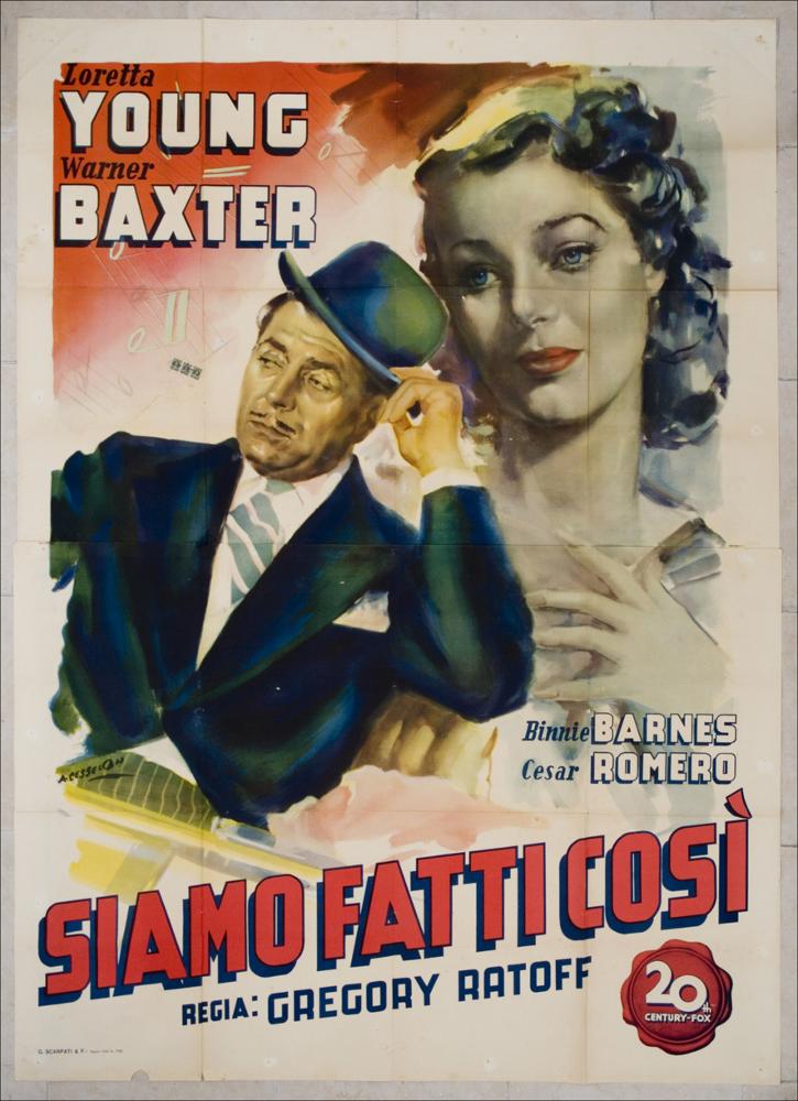 L'immagine riproduce uno dei manifesti conservati presso la Mediateca Regionale Pugliese, esaminati in "Cinema al muro: Angelo Cesselon" (vedi Note). Manifesto non particolarmente significativo, in cui un certo movimento sembra essere dato, più che dalle immagini, dal titolo del film scritto in maniera trasversale e a grandi lettere maiuscole di colore rosso. Quest'ultimo colore viene ripreso in alto a sinistra e fa da sfondo ai nomi dei due attori principali in colore bianco. Le note di un incerto pentagramma musicale fanno da cornice alla storia che vede coinvolto un affermato architetto dall'abito elegantissimo e curato nei minimi dettagli. Sullo sfondo, una immagine di donna dai tratti eleganti e teneri che sovrasta, guardandola quasi con amorevole comprensione, la ...