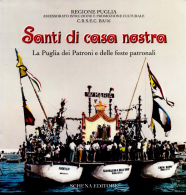Il presente volume è parte della grande raccolta denominata “Libri di Puglia”, progetto di digitalizzazione a cura di Nicola Pergola che ha lo scopo di rendere fruibile la produzione editoriale dei Centri regionali di servizi educativi e culturali e degli Assessorati alla cultura e alla Pubblica Istruzione della Regione Puglia, dal 1968 agli anni 2000. Il volume è una vera e propria incursione nel variopinto universo della religiosità popolare che si esprime nelle feste patronali pugliesi: a ragione ritenute beni culturali – e cultuali – da salvaguardare o quanto meno consegnare alla memoria. Nella prima parte del volume trovano posto 258 schede, ordinate per comune, con indicazione del patrono, data dei festeggiamenti, notizie agiografiche, eventuali altri soggetti di ...