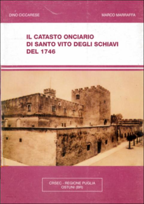 Il volume è parte della grande raccolta denominata “Libri di Puglia”, progetto di digitalizzazione a cura di Nicola Pergola che ha lo scopo di rendere fruibile la produzione editoriale dei Centri regionali di servizi educativi e culturali e degli Assessorati alla cultura e alla Pubblica Istruzione della Regione Puglia, dal 1968 agli anni 2000. La trascrizione di 857 schede di accertamento patrimoniale e fiscale ha consentito la ricostruzione – arricchita da corredo iconografico anche a colori, appendice documentaria e bibliografia – della storia demografica, sociale, professionale, contributiva e ambientale, nel XVIII secolo, di San Vito dei Normanni, all'epoca meglio nota come “Santo Vito degli Schiavi”. Una società eminentemente agricola – costituita da strutture fami...