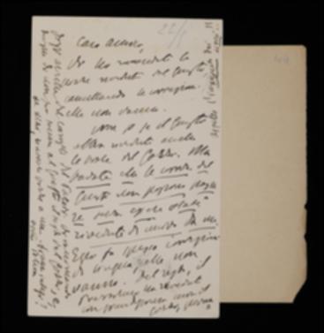 Rispedendo a Giovanni Laterza le bozze del volume di Matteo Bandello revisionate da Giovanni Giusti, Benedetto Croce rileva un buon numero di correzioni incongrue; auspica pertanto che il medesimo correttore non abbia posto mano al testo di Carlo Gozzi, diligentemente stabilito da Giuseppe Prezzolini con l'aiuto di Ernesto G. Parodi. Il filosofo precisa inoltre che tutte le bozze eventualmente corrette dal Giusti dovranno essere ulteriormente riviste; infine sollecita la spedizione dell'impaginato del suo volume sui lirici marinisti.