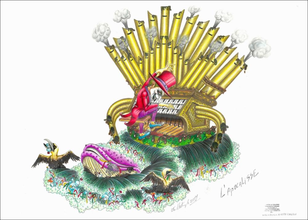 Per l’edizione 2020, la Fondazione Carnevale di Putignano ha scelto come tema ispiratore dei carri “la Terra vista dal Carnevale”.
L’inquinamento della Terra è un tema più che mai attuale. L’associazione “Carta & Colore” ha deciso di puntare i riflettori su una delle minacce più serie per la salute dell’ecosistema: i rifiuti marini. La grande balena che affiora dal mare di plastica vuol essere la rappresentazione puntuale della situazione in cui versano le specie marine, costrette ad interagire con oggetti estranei al loro habitat naturale che finiscono per intrappolarle e soffocarle. L’uomo, diretto responsabile di questo disastro, è raffigurato nella rappresentazione allegorica da un cattivissimo Joker. L'uomo sorride suonando all’organo una macabra sinfonia, simbolo ...