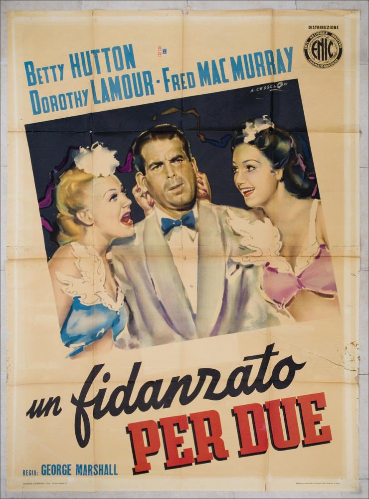 L'immagine riproduce uno dei manifesti conservati presso la Mediateca Regionale Pugliese, esaminati in "Cinema al muro: Angelo Cesselon" (vedi Note). In questo manifesto inedito e di stampo quasi fotografico, Cesselon sembra voler estrapolare da un singolo fotogramma l'intera trama del film. Danno dinamismo all'immagine la posizione del quadretto e le scritte che seguono lo stesso andamento. Anche in questo caso è evidente la mano di Cesselon nei morbidi e caldi tratteggi degli abiti, capaci di evidenziare la preziosità del tessuto e quindi di dare l'idea del rango sociale del personaggio....