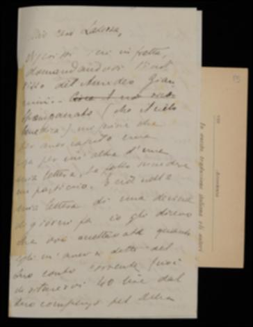 Dopo aver riferito di una sua frettolosa missiva del giorno precedente per chiedere l'indirizzo di Amedeo Giannini, Fausto Nicolini prega Giovanni Laterza di accordare un conto corrente al libraio Marchesi di Salerno per evitare una brutta figura a Vincenzo Spampanato, il quale a causa di un equivoco ha scritto al libraio che l'editore barese gliel'avrebbe concesso. Il Nicolini rammenta poi al Laterza di spedirgli copia del secondo impaginato del volume di T. Boccalini, affidato in revisione ad Achille Pellizzari, e gli comunica di aver già inviato alcuni fogli del volume di Matteo Bandello corretti da Gioacchino Brognoligo. Infine esprime soddisfazione per le buone notizie sulla salute della moglie dell'editore ma apprensione per le notizie sulla diffusione del colera ...