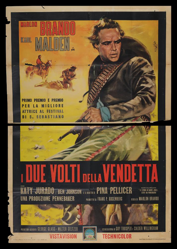 L'immagine riproduce uno dei manifesti conservati presso la Mediateca Regionale Pugliese (vedi Note). Si tratta del manifesto del film "I due volti della vendetta", a firma di Enzo (Lorenzo) Nistri, la cui composizione pittorica si ritrova anche sulla locandina dello stesso film. Pittore romano che realizzò migliaia di manifesti per il cinema, Nistri si contraddistinse per un linguaggio maturo, uno stile semplice ed elegante che "si presta a raccontare ogni storia" (Baroni, 2018). Molti suoi lavori infatti si riconoscono per il tratto raffinato, ma al tempo stesso dalla forte intensità costruttiva data anche da un sapiente uso dei colori netti e spesso contrastanti, che aiutano a ben definire le figure e le scene descritte. La composizione immaginata per questo film ha ...