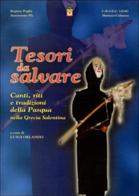 Il volume in oggetto è parte della grande raccolta denominata “Libri di Puglia”, progetto di digitalizzazione a cura di Nicola Pergola che ha lo scopo di rendere fruibile la produzione editoriale dei Centri regionali di servizi educativi e culturali e degli Assessorati alla cultura e alla Pubblica Istruzione della Regione Puglia, dal 1968 agli anni 2000. I riti della Pasqua sono il tema portante di questa pubblicazione che, oltre a descrivere le liturgie della festa cristiana, illustra simbologie e consuetudini ormai desuete: come la quaremma (pupazzo simboleggiante la Quaresima), le cuddhùre (focacce tradizionali) le tròzzule (crepitacoli) i sabbùrchi (“sepolcri” del Venerdì Santo). Presenta poi quattro versioni in griko della Passione, un antico canto della Grecìa sal...