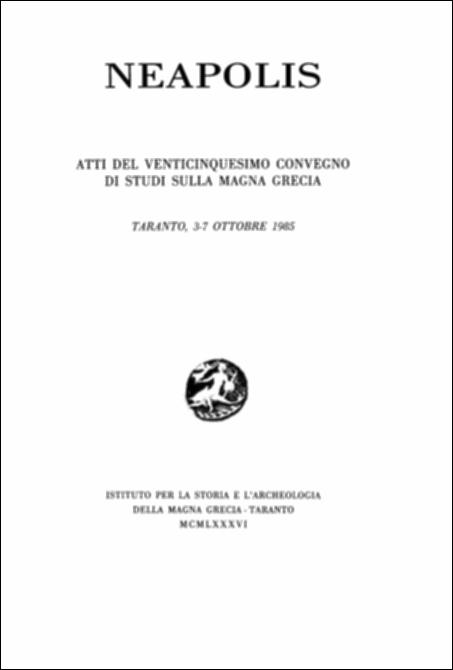 Il volume digitalizzato contiene gli Atti del venticinquesimo convegno di Studi sulla Magna Grecia, svoltosi a Taranto dal 3 al 7 ottobre 1985 e pubblicato dall'Istituto per la Storia e l'Archeologia della Magna Grecia, con i contributi del Consiglio Nazionale delle Ricerche, del Ministero per i Beni Culturali e Ambientali e dell'Ente Provinciale del Turismo di Taranto. Il convegno ha assunto una linea monotematica incentrata sulla polis che, più delle altre, ha mantenuto uno stretto legame con i suoi fondatori, a partire dalla conservazione dell'impianto tipico della città greca nel centro della città moderna. Molte delle ricerche presentate partono dallo studio sui resti della Neapolis greco-romana necessari per raccontare la storia di una città che deve la sua forza ...