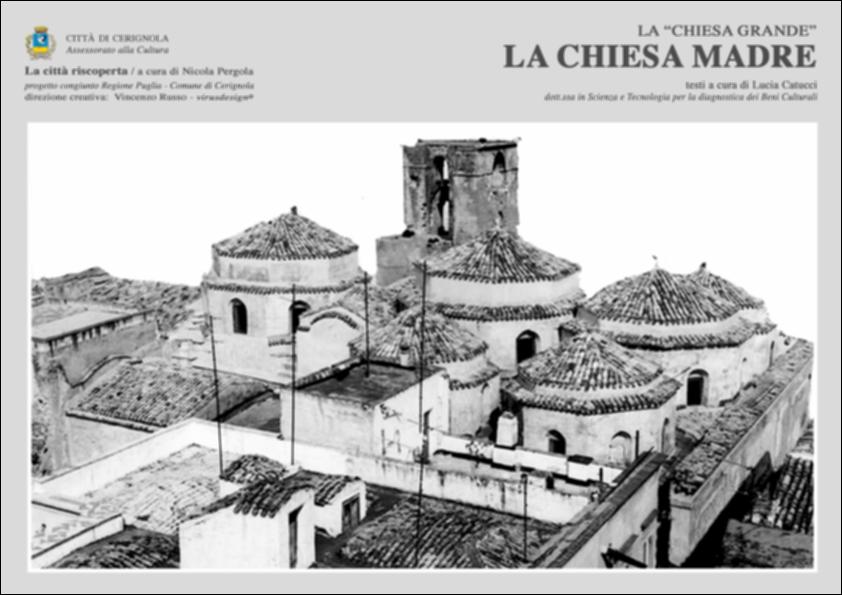 La pubblicazione digitale fa parte della raccolta "La città riscoperta", risultato di un progetto congiunto fra Regione Puglia e Comune di Cerignola. A cura di Nicola Pergola e per la direzione artistica di Vincenzo Russo, i contributi editoriali hanno come scopo la valorizzazione del comune foggiano, situato nella valle dell'Ofanto, a partire dal racconto delle sue storie, delle sue tradizioni e dei suoi personaggi illustri. Ne "La Chiesa Madre" Lucia Catucci, dottoressa in Scienze e Tecnologia per la diagnostica dei Beni Culturali, ripercorre la storia della più antica chiesa del borgo medievale, la Chiesa Madre di San Francesco d'Assisi, divenuta Cattedrale nel 1819 con la proclamazione di Cerignola a Diocesi. La Chiesa presenta una architettura complessa: l'ingresso...