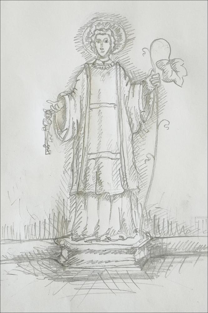 L’immagine presenta il bozzetto dell’installazione intitolata “DI FANTI, SANTI E STELLE FILANTI”, opera realizzata dal celebre cartapestaio Deni Bianco dell’Associazione “cArteinregola”, e collocata presso la Piazza Principe di Piemonte a Putignano.
La scultura rappresenta l’immagine di Santo Stefano, Santo Protettore di Putignano, a cui la tradizione associa la nascita del Carnevale.
Dopo il periodo pandemico che ha congelato ogni tradizione, l’Associazione ha voluto rendere omaggio all’iconografia identitaria del territorio che lega la comunità al suo Carnevale, fra i più antichi d’Europa e certamente il più lungo d’Italia perché ha inizio ogni 26 dicembre con il famoso rito delle Propaggini, risalente al lontano 1394, per concludersi allo scoccare dei 365 rintocchi d...