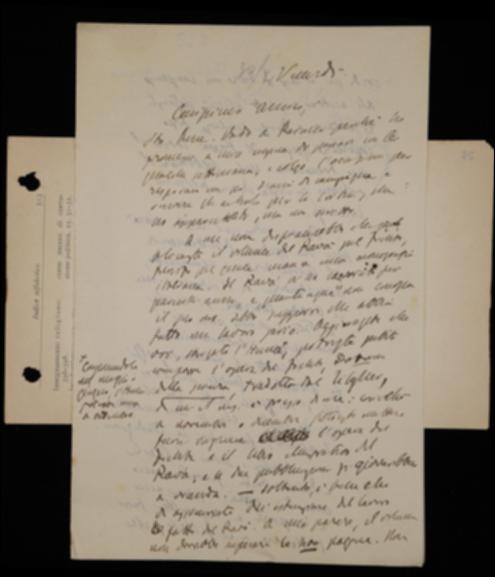 Nella lettera Benedetto Croce comunica all'editore Laterza che nel suo imminente soggiorno a Raiano (L'Aquila) si occuperà degli articoli per "La Critica"; lo esorta poi a considerare la proposta di pubblicare insieme al prossimo volume di Johann G. Fichte una monografia di Adolfo Ravà sul filosofo. Croce suggerisce di sbrigare proprio il volume di Fichte e quello di David Hume mentre perdura il ritardo di quelli di Gottfried W. Leibniz e Immanuel Kant.