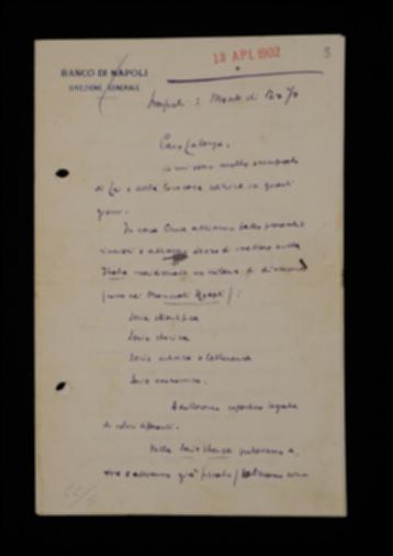 Nelle lettere, Francesco Saverio Nitti comunica a Laterza che insieme a Croce hanno deciso la struttura della collana e gliela trasmette. Propone all'editore l'apertura di una collana su artisti italiani e stranieri.