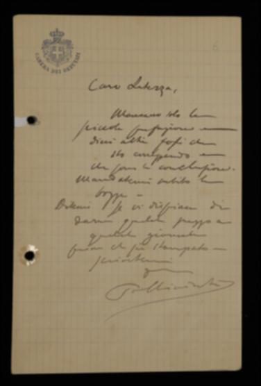 Nella lettera, Pietro Chimienti informa l'editore che mancano solo la prefazione e le conclusioni che sta scrivendo. Chiede inoltre di inviargli subito le bozze e se sia il caso di inviare estratti ai giornali prima della pubblicazione.