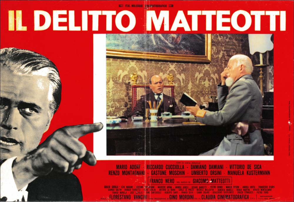 L'immagine digitale in oggetto è la scansione della fotobusta del film "Il delitto Matteotti", elaborata in occasione della mostra "Riccardo Cucciolla - Ritratto d'Attore" organizzata nel 2012 dall'Associazione culturale “Attraverso lo Spettacolo”, dall'Assessorato al Mediterraneo, Cultura e Turismo della Regione Puglia e dal Servizio Biblioteca e Comunicazione Istituzionale del Consiglio Regionale della Puglia. In primo piano, sulla sinistra, entra quasi di forza, il ritratto in bianco e nero di Giacomo Matteotti, interpretato da Franco Nero. Lo sguardo intenso e diretto che accompagna il gesto accusatorio che tanto gli costerà la vita, anima la classica impostazione statica della locandina che, oltre a prevedere il titolo del film e il nome degli attori, lascia spazio...