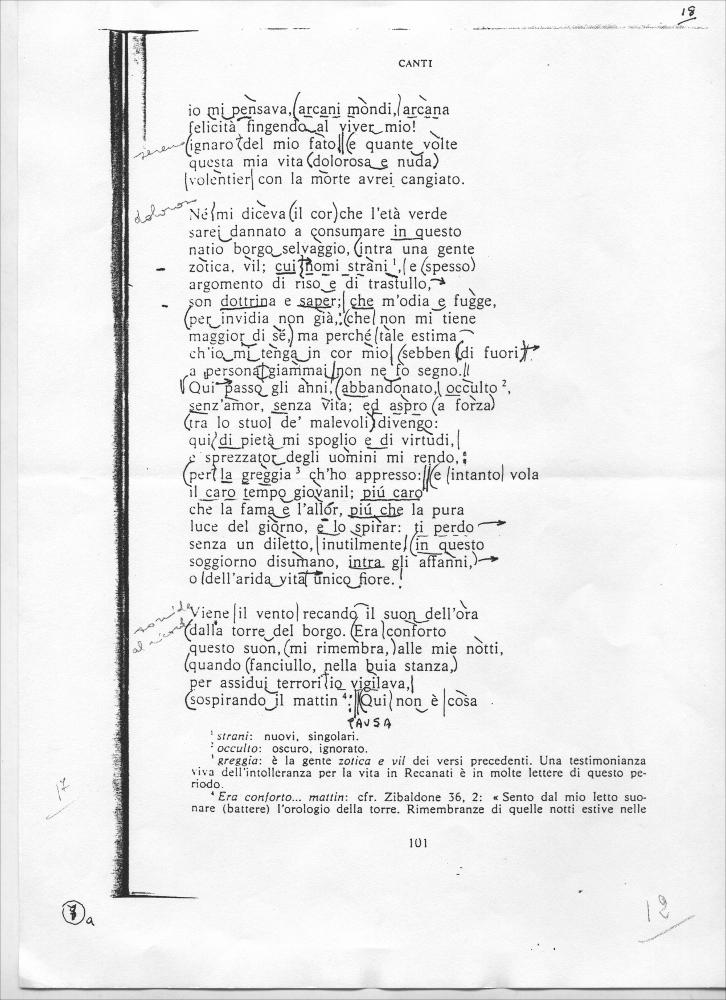 L'immagine è una scansione da originale di una pagina con i versi de “Le ricordanze” di Giacomo Leopardi, con scritte a matita di Riccardo Cucciolla, il cui foglio originale fu esposto insieme agli altri, in occasione della mostra "Riccardo Cucciolla - Ritratto d'Attore". Organizzata e voluta dall'Associazione culturale "Attraverso lo Spettacolo", insieme al Servizio Biblioteca e Comunicazione Istituzionale del Consiglio Regionale e l'Assessorato al Mediterraneo, Cultura e Turismo della Regione Puglia, d'intesa con l'Università di Bari, la temporanea fu allestita presso il Centro Polifunzionale per gli Studenti dell'Università degli Studi di Bari (Ex Palazzo Poste) dal 9 al 16 novembre 2012, con l'obiettivo di onorare la memoria dell'attore pugliese riportandola all'att...