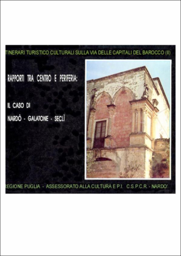 Il volume è parte della grande raccolta denominata “Libri di Puglia”, progetto di digitalizzazione a cura di Nicola Pergola che ha lo scopo di rendere fruibile la produzione editoriale dei Centri regionali di servizi educativi e culturali e degli Assessorati alla cultura e alla Pubblica Istruzione della Regione Puglia, dal 1968 agli anni 2000. Nel “viaggio” sulla via delle capitali del barocco, la pubblicazione prosegue lo sforzo di costituzione di una banca dati sul barocco salentino e neretino in particolare: quadro composito che esprime e riflette le vicende storiche, sociali e artistiche di un'epoca e di una cultura. Nove schede – corredate di eloquente corredo iconografico in bianconero e a colori – illustrano chiese, castelli, altari e tele che caratterizzano il p...