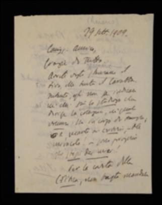Dopo aver accennato ad un progetto di collana dell'editore Carabba, Benedetto Croce, rispondendo a Giovanni Laterza in merito alla carta per “La Critica”, lo esorta a formulare chiaramente le sue richieste alla Cartiera Italiana, pur dubitando che questa possa soddisfarle, e domanda di poter verificare i saggi che verranno proposti.