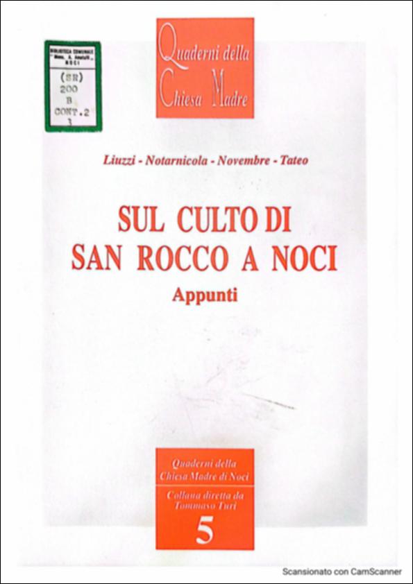 <div class="ql-editor">Il documento, intitolato "Sul Culto di San Rocco a Noci - Appunti," è il quinto quaderno della collana "Quaderni della Chiesa Madre di Noci" ed è stato curato da Tommaso Turi e stampato nel marzo 1995. Raccoglie contributi significativi e già pubblicati che trattano del culto di San Rocco a Noci dal punto di vista storico.

<div><br>
La festa patronale si celebra tradizionalmente il 16 agosto, giorno dedicato al Santo, mentre la solennità liturgica propria della comunità nocese ricorre nella prima domenica di settembre, cuore delle celebrazioni religiose e civili.
La devozione a San Rocco a Noci nasce agli inizi del Cinquecento, in un contesto segnato dal timore della peste che colpiva i ter...