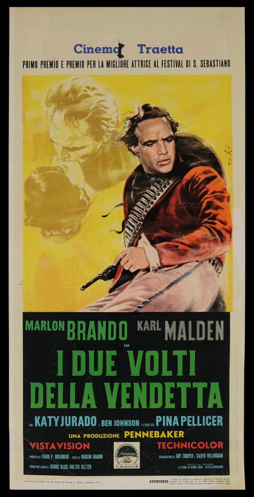 L'immagine riproduce uno dei manifesti conservati presso la Mediateca Regionale Pugliese (vedi Note). Si tratta della locandina del film "I due volti della vendetta", a firma di Enzo (Lorenzo) Nistri. Pittore romano che realizzò migliaia di manifesti per il cinema, Nistri si contraddistinse per un linguaggio maturo, uno stile semplice ed elegante che "si presta a raccontare ogni storia" (Baroni, 2018). Molti suoi lavori infatti si riconoscono per il tratto raffinato, ma al tempo stesso dalla forte intensità costruttiva data anche da un sapiente uso dei colori netti e spesso contrastanti, che aiutano a ben definire le figure e le scene descritte. Seppur su uno spazio ridotto, la composizione immaginata per questo film ha un taglio moderno ed esalta la splendida figura di...