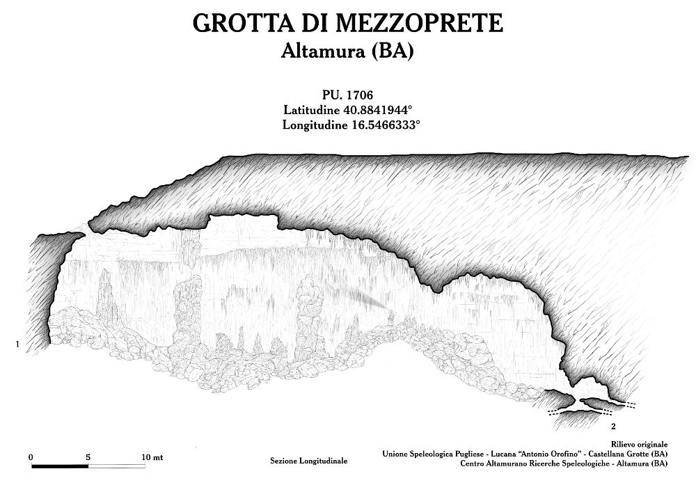 Questo rilievo topografico è la trasposizione in digitale di rilevamenti realizzati a seguito di importanti studi speleologici nelle grotte di Puglia. Sono materiale utile per lo studio e la ricerca, per comprendere al meglio la complessità delle articolazioni sotterranee di queste cavità naturali, con il fine della tutela e della salvaguardia del fenomeno carsico. 
Il documento fa parte della raccolta di rilievi topografici digitalizzati da Carlos Solito per il Progetto digitale “Sillabario sotterraneo – Viaggio dantesco nelle Grotte di Puglia” – realizzato nell’ambito della LEGGE REGIONALE 30 dicembre 2020 - art. 39 “Cavità pugliesi e opera dantesca - Celebrazioni 700 anni dalla morte di Dante Alighieri”.